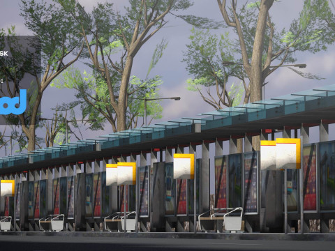 TW Street Bus Stop 3D Модель