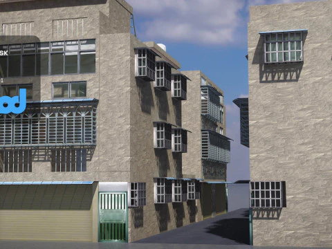 TW Street Residential Entrance 3D Model
