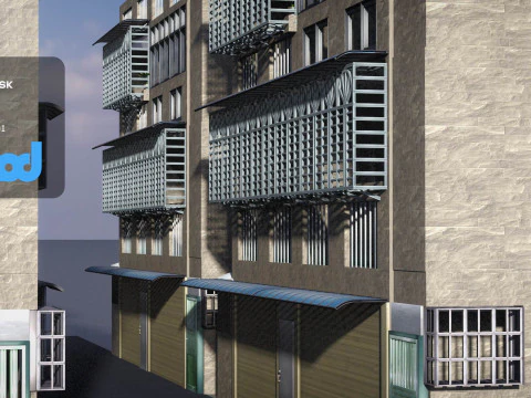 TW Street Residential Entrance 3D Model
