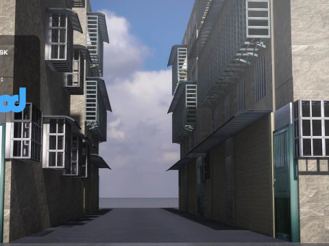 TW Street Residential Entrance 3D Model