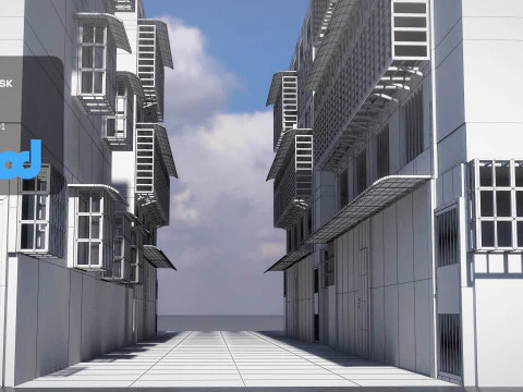 TW Street Residential Entrance 3D Model
