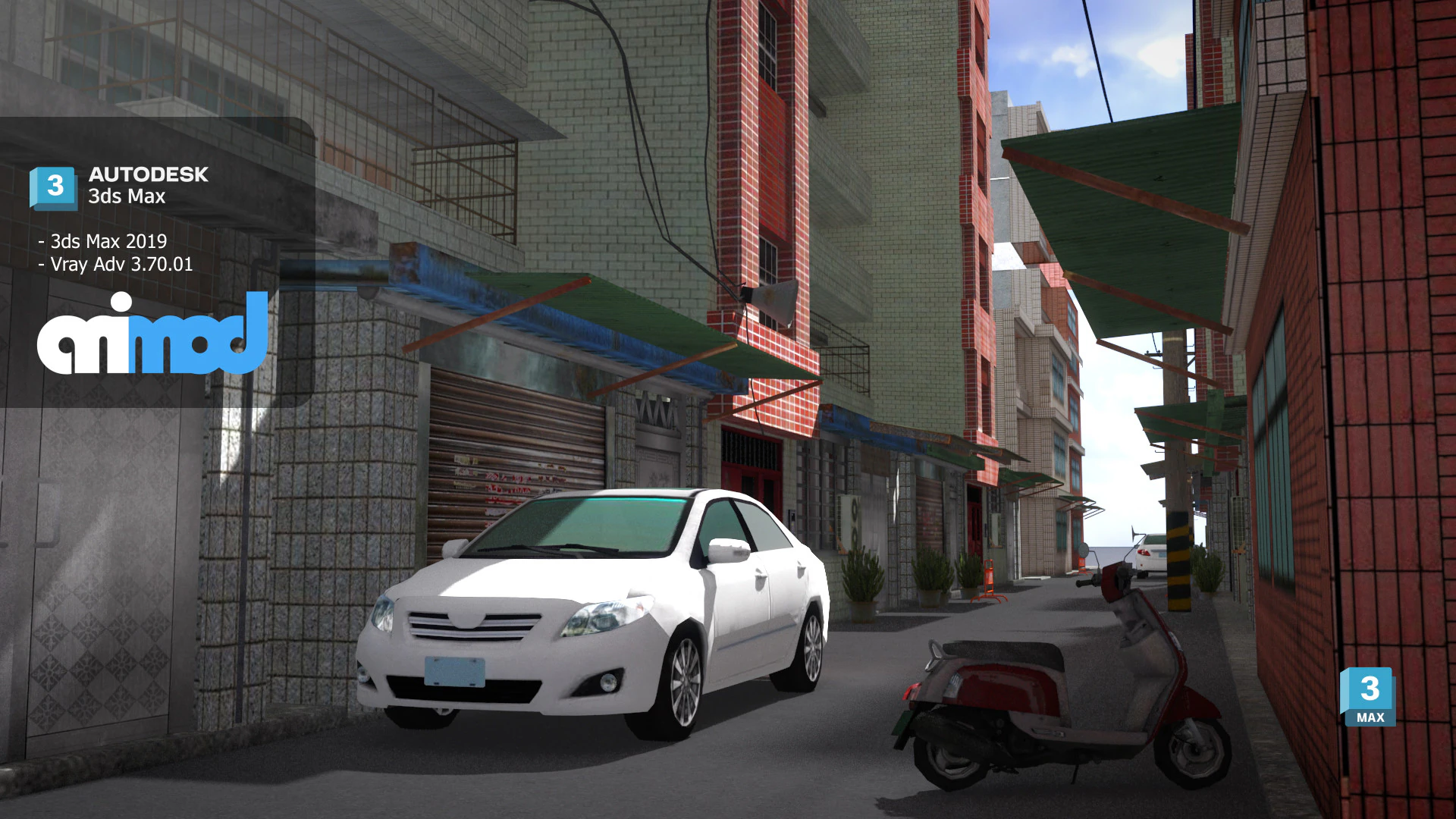 Tw Street Alley 3D Model .c4d .max .obj .3ds .fbx .stl .blend