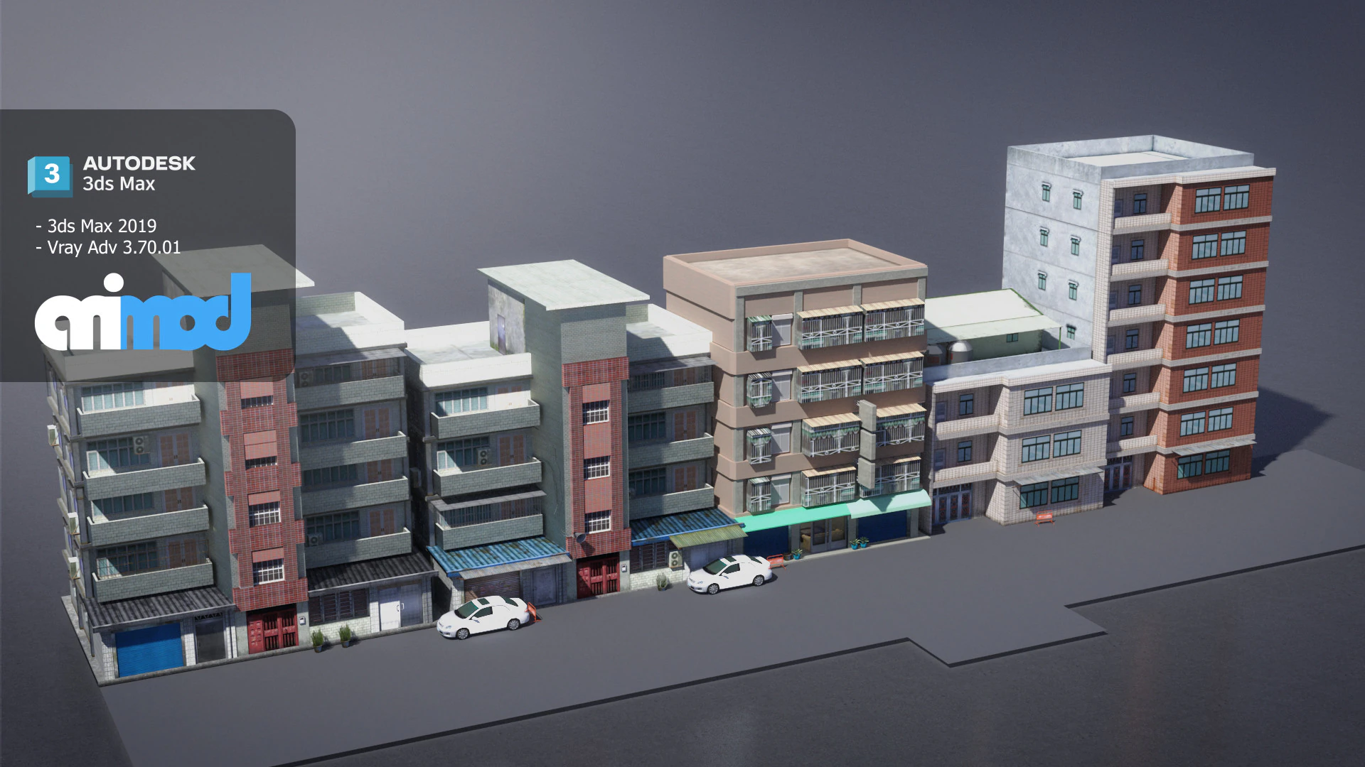 TW Street Alley Apartment 3D Model .c4d .max .obj .3ds .fbx .stl .blend