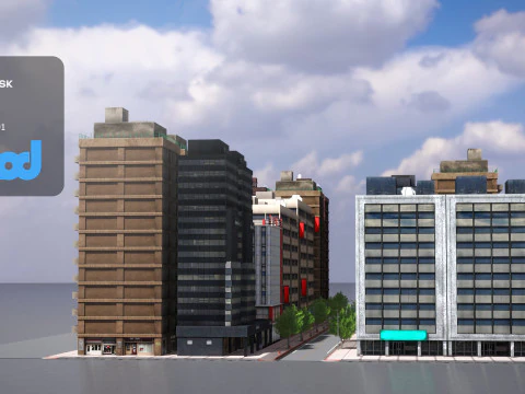 Тв-стрит, две полосы движения, 01 3D Модель