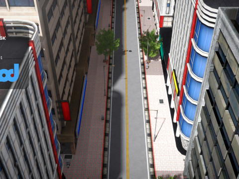 Tw Street Dual Lanes 01 Model 3D
