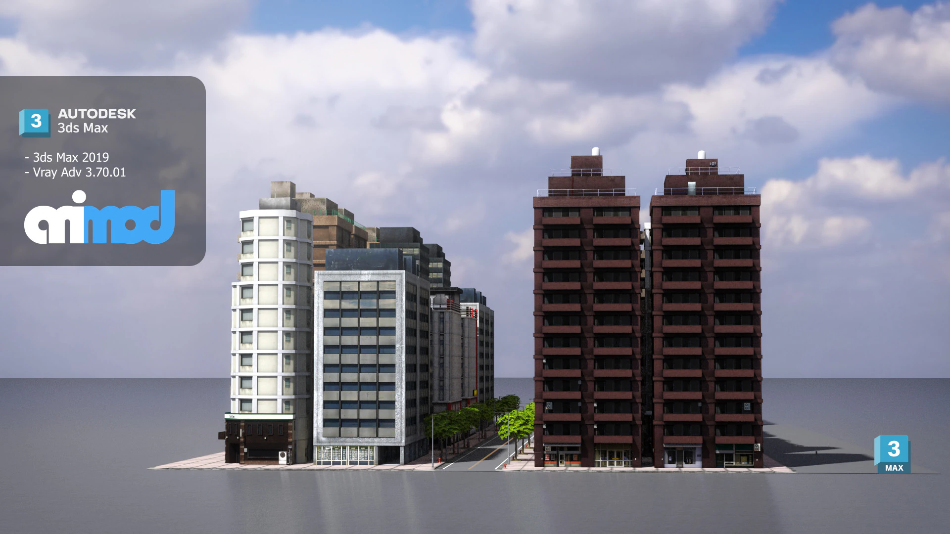 TW Street Dual Lanes 02 3D Model .c4d .max .obj .3ds .fbx .stl .blend 