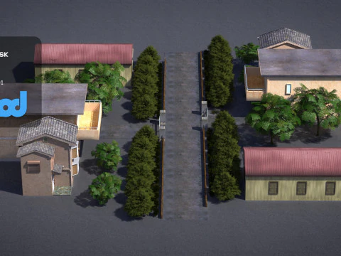 Деревенский кирпичный дом 3D Модель