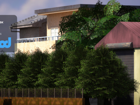 Countryside Brickwall House 3D 모델