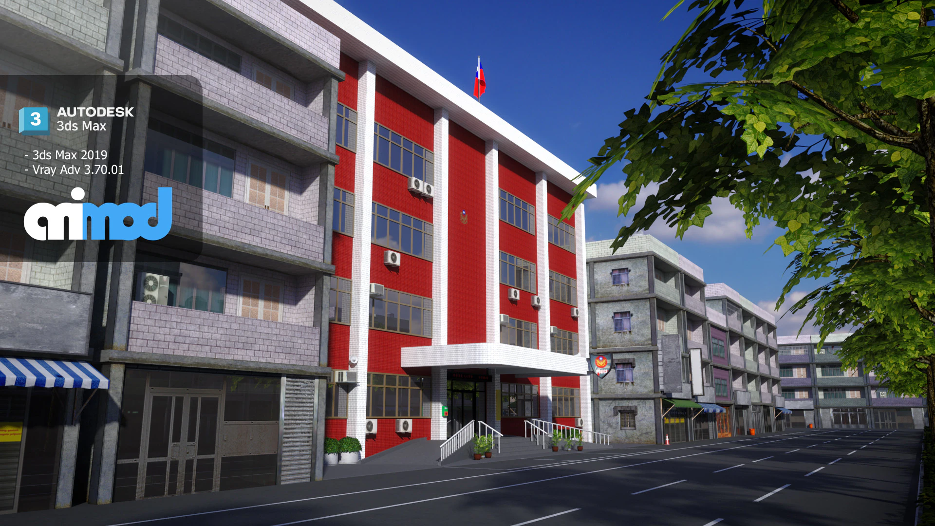 Tw Police Station 02 3D Model .c4d .max .obj .3ds .fbx .stl .blend 