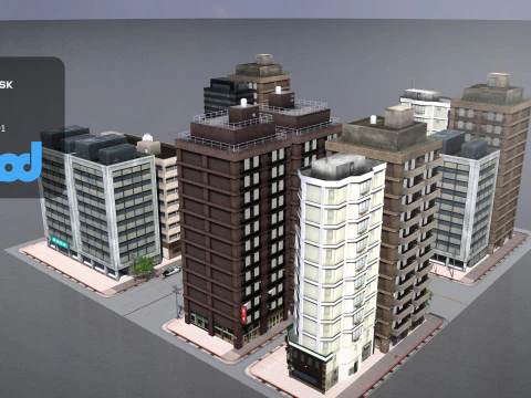Два здания 3D Модель
