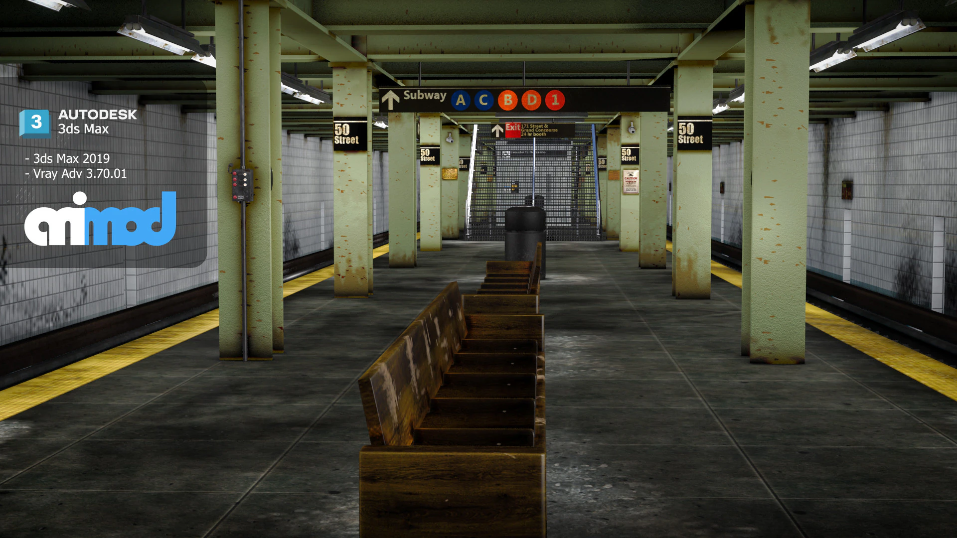 Stazione della metropolitana Modello 3D .c4d .max .obj .3ds .fbx .stl .blend 