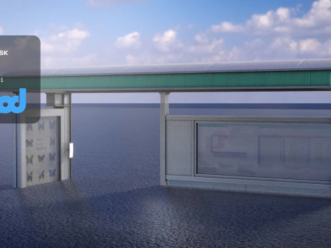 일본 버스 정류장 3D 모델