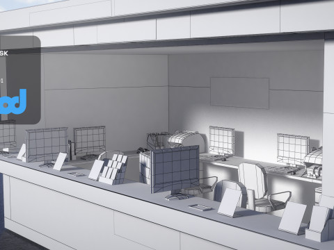 Currency Exchange Store 3D Model