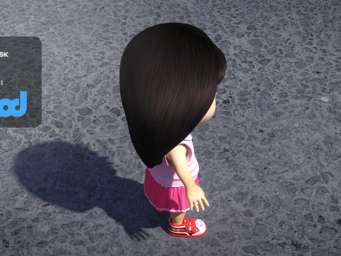 Girl in Pink Skirt 3D Model