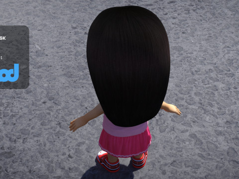 Girl in Pink Skirt 3D Model