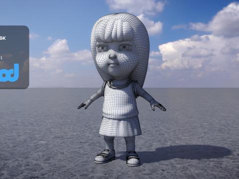 Girl in Pink Skirt 3D Model