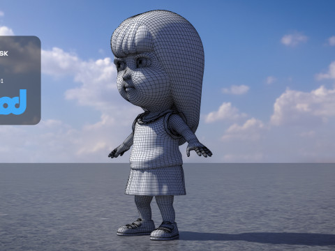 Girl in Pink Skirt 3D Model