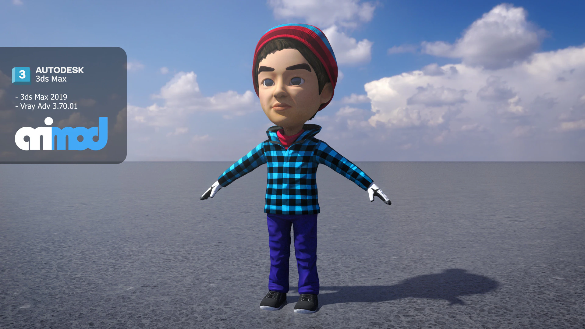 Boy in Winter Clothes and Hat 3D Model .c4d .max .obj .3ds .fbx .stl .blend 