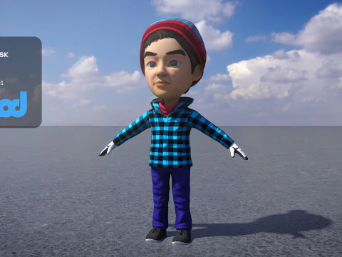 Gar&ccedil;on en v&ecirc;tements d'hiver et chapeau Modèle 3D