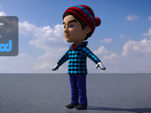 Boy in Winter Clothes and Hat 3D Model