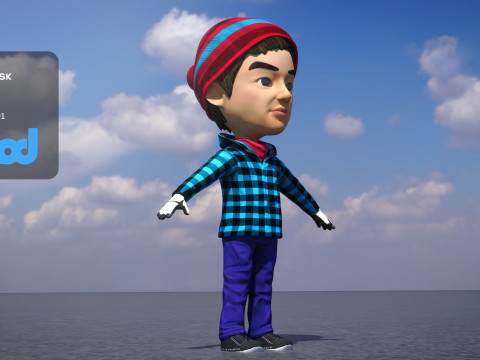 Boy in Winter Clothes and Hat 3D Model