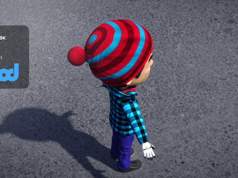 Boy in Winter Clothes and Hat 3D Model