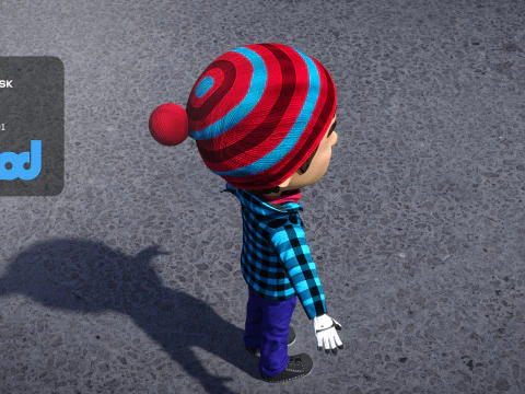 Boy in Winter Clothes and Hat 3D Model