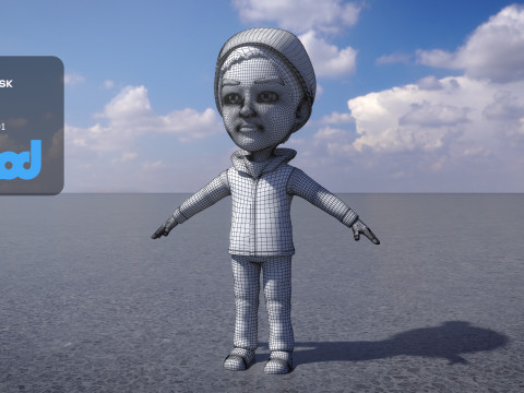 Boy in Winter Clothes and Hat 3D Model