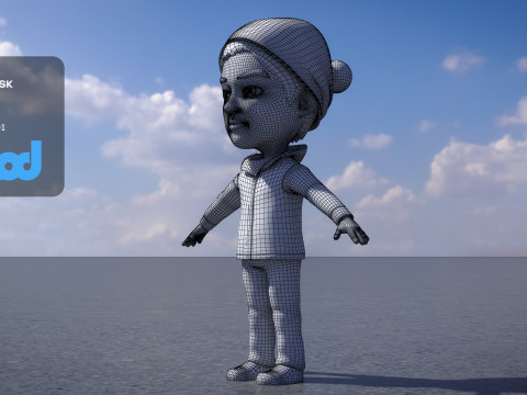 Boy in Winter Clothes and Hat 3D Model