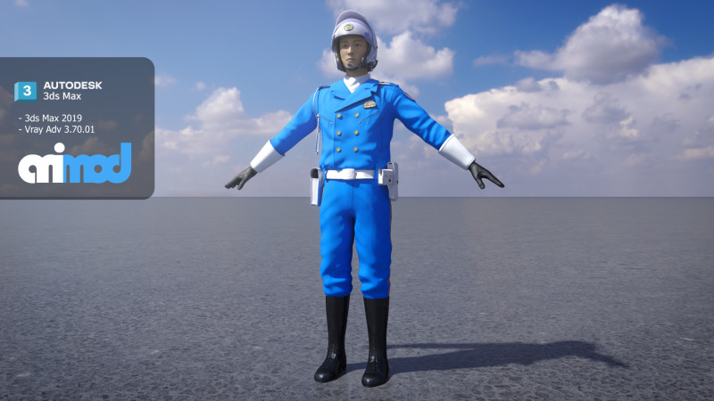 Japanese Traffic Police 0003 Modello 3D .c4d .max .obj .3ds .fbx .stl .blend