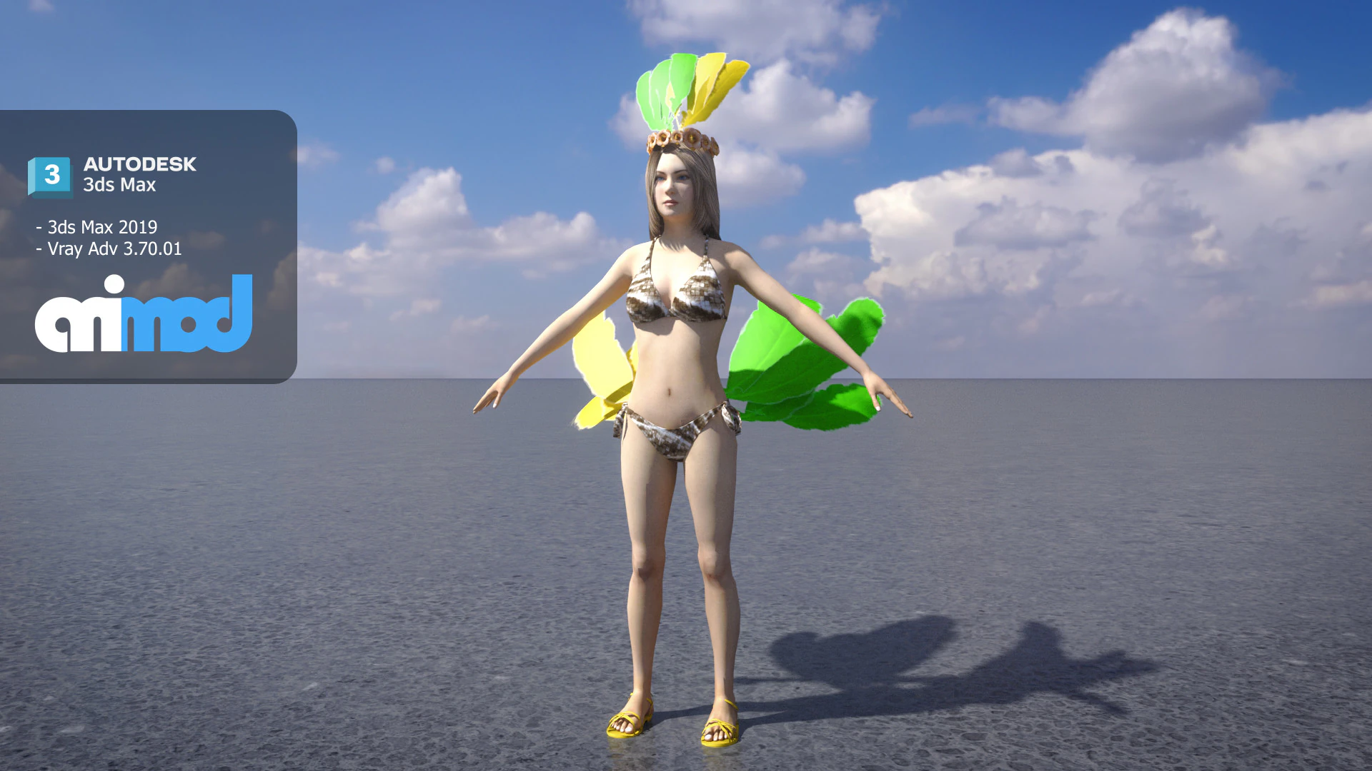 Brazilian Girl Samba Dancer 3D Model .c4d .max .obj .3ds .fbx .stl .blend 