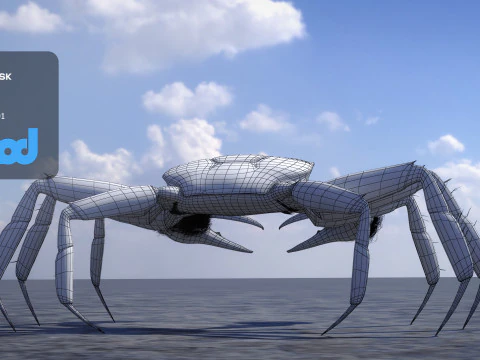 Crab Female Rigged 3D Model