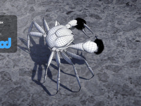 Crab Female Rigged 3D Model