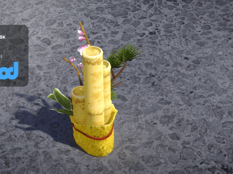 Decorative Pine Branches and Bamboo 3D मॉडल
