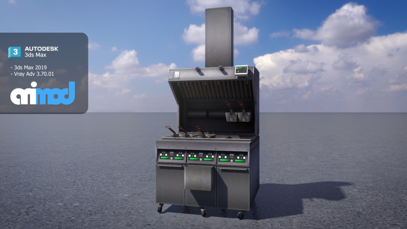 Deep Fryer Machine C 3D-Modell .c4d .max .obj .3ds .fbx .stl .blend 