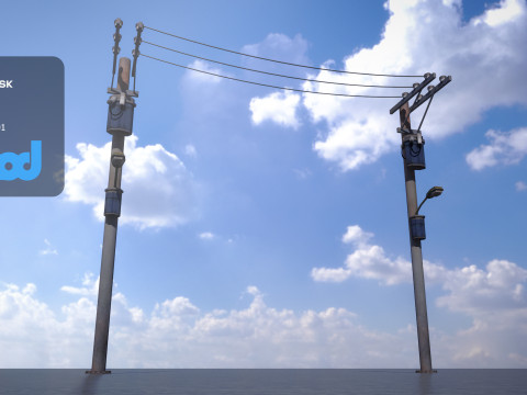 Electric Line Pole 3D Model