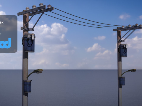 Electric Line Pole 3D Model