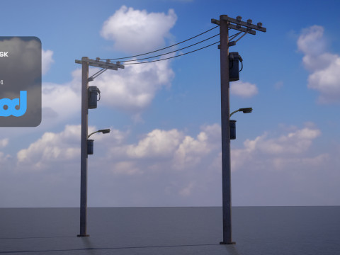 Electric Line Pole 3D Model