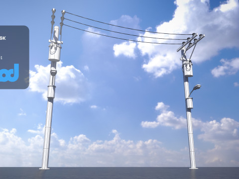 Electric Line Pole 3D Model