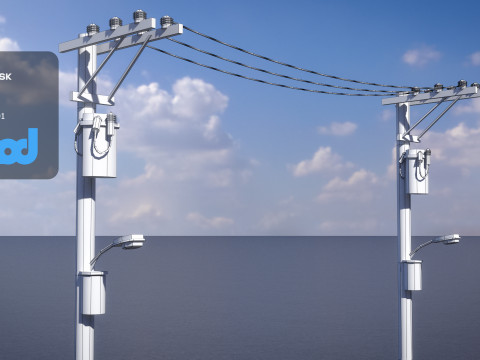 Electric Line Pole 3D Model