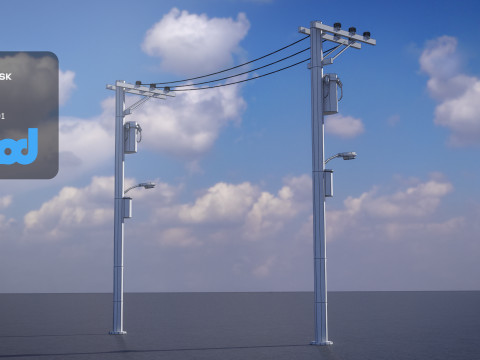 Electric Line Pole 3D Model