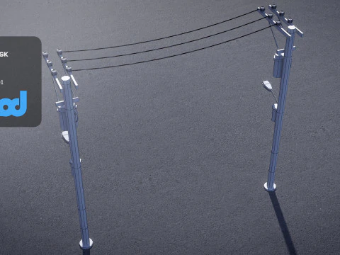 Electric Line Pole 3D Model