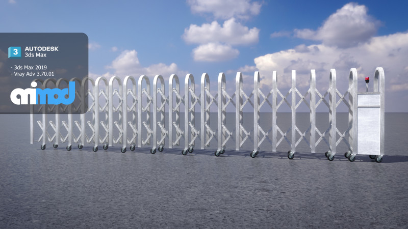 Sliding Electric Gates 3D Model .c4d .max .obj .3ds .fbx .stl .blend