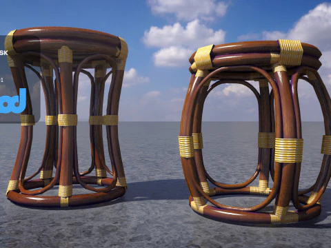 Sgabello in bambù Modello 3D