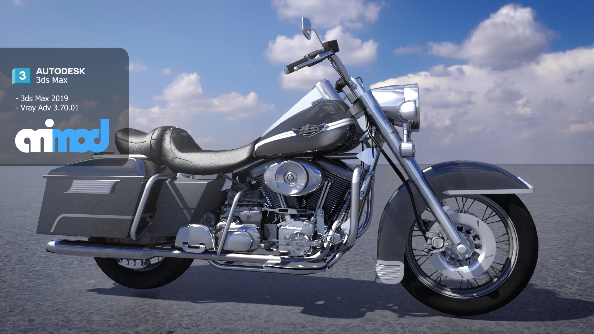 Classic Motorcycle 3D Model .c4d .max .obj .3ds .fbx .stl .blend