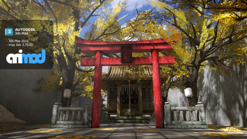 Japanese Small Shrine Temple 0002 3D Model .c4d .max .obj .3ds .fbx .stl .blend