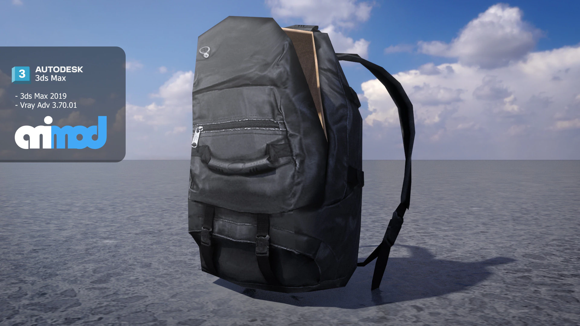 バックパックを開いた状態 3Dモデル .c4d .max .obj .3ds .fbx .stl .blend 