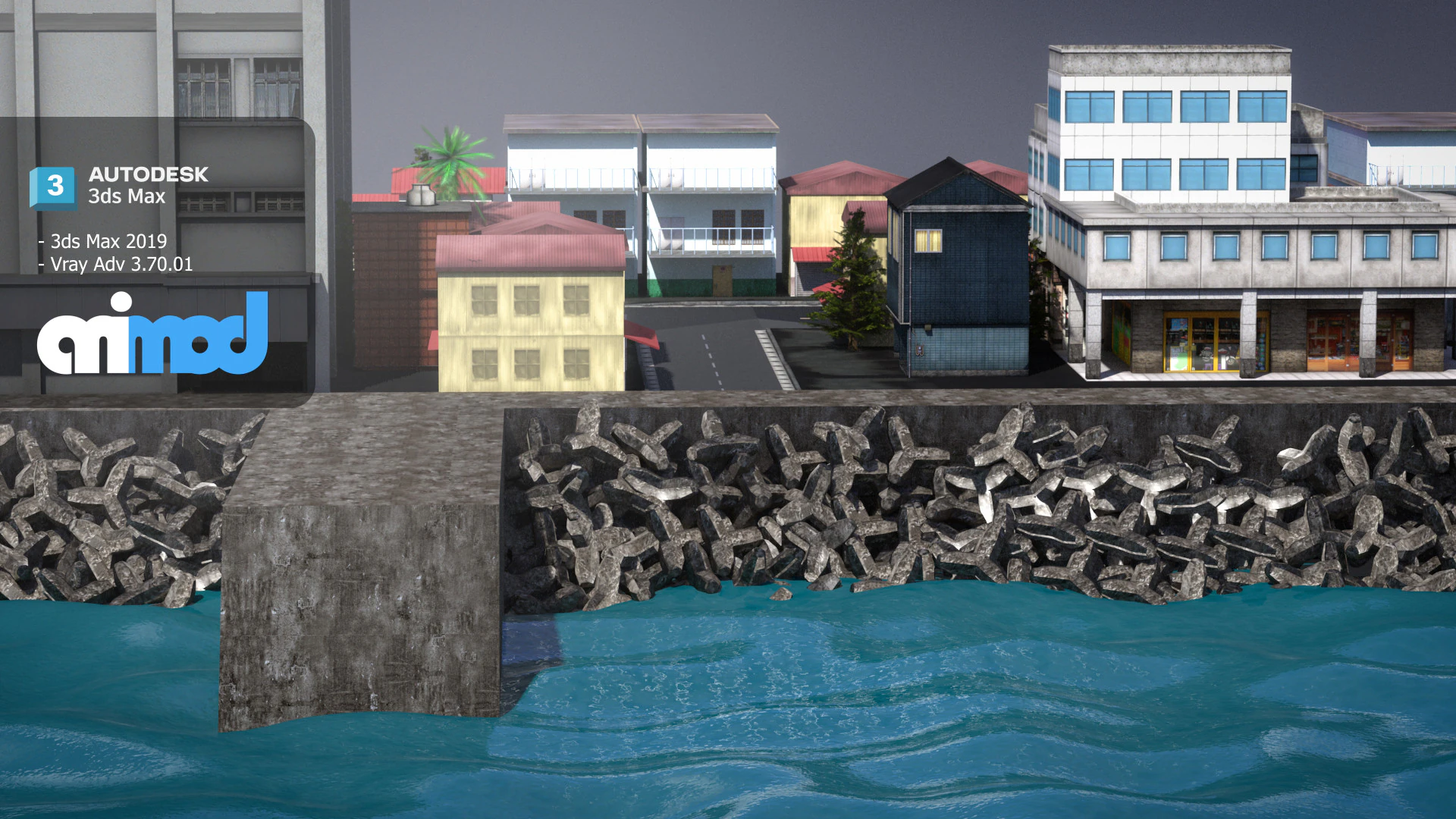 Countryside Street 01 3D Model .c4d .max .obj .3ds .fbx .stl .blend 