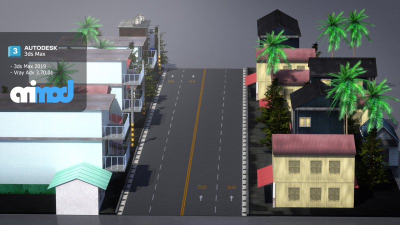 Countryside Street 02 Model 3D .c4d .max .obj .3ds .fbx .stl .blend