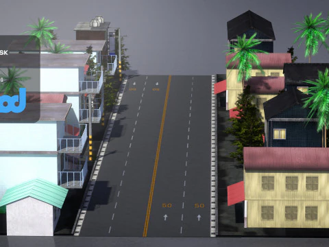 Деревенская улица 02 3D Модель